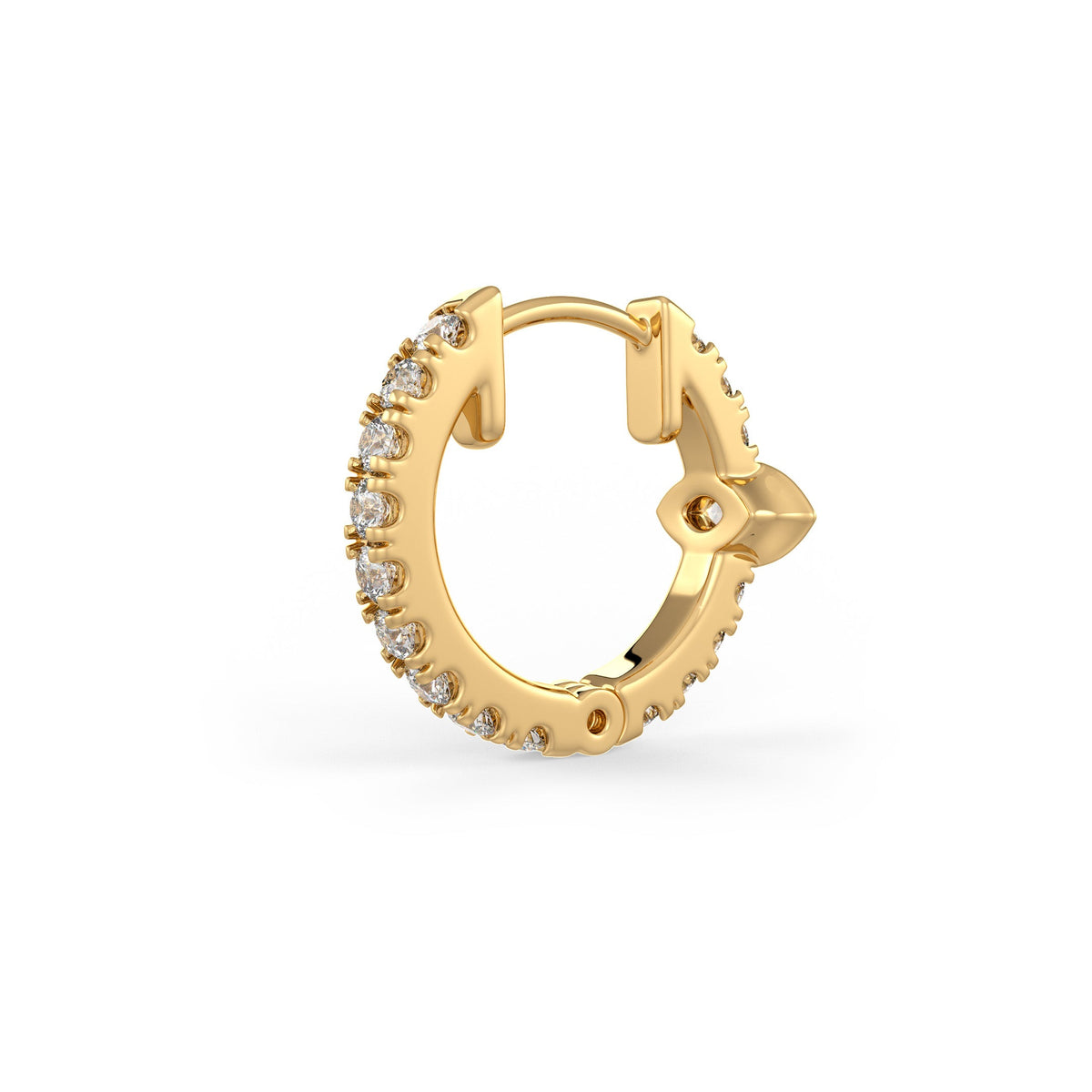 Boucles d'oreilles créoles en or jaune 18 carats serties de diamants (10 mm), solitaire marquise de 0,70 carat (paire)