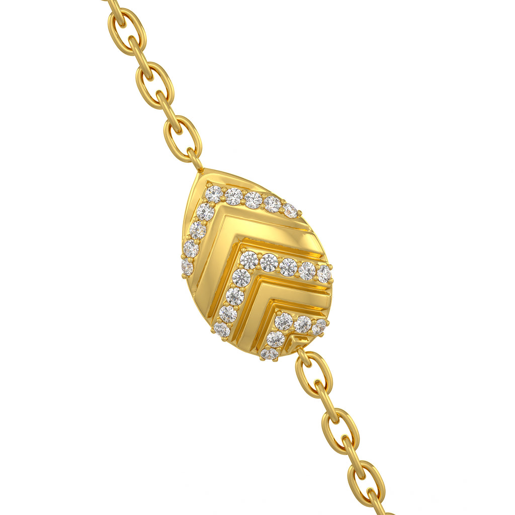 Collier en or jaune 18 carats serti de diamants de 1,20 ct, motif de pétales de nénuphar.