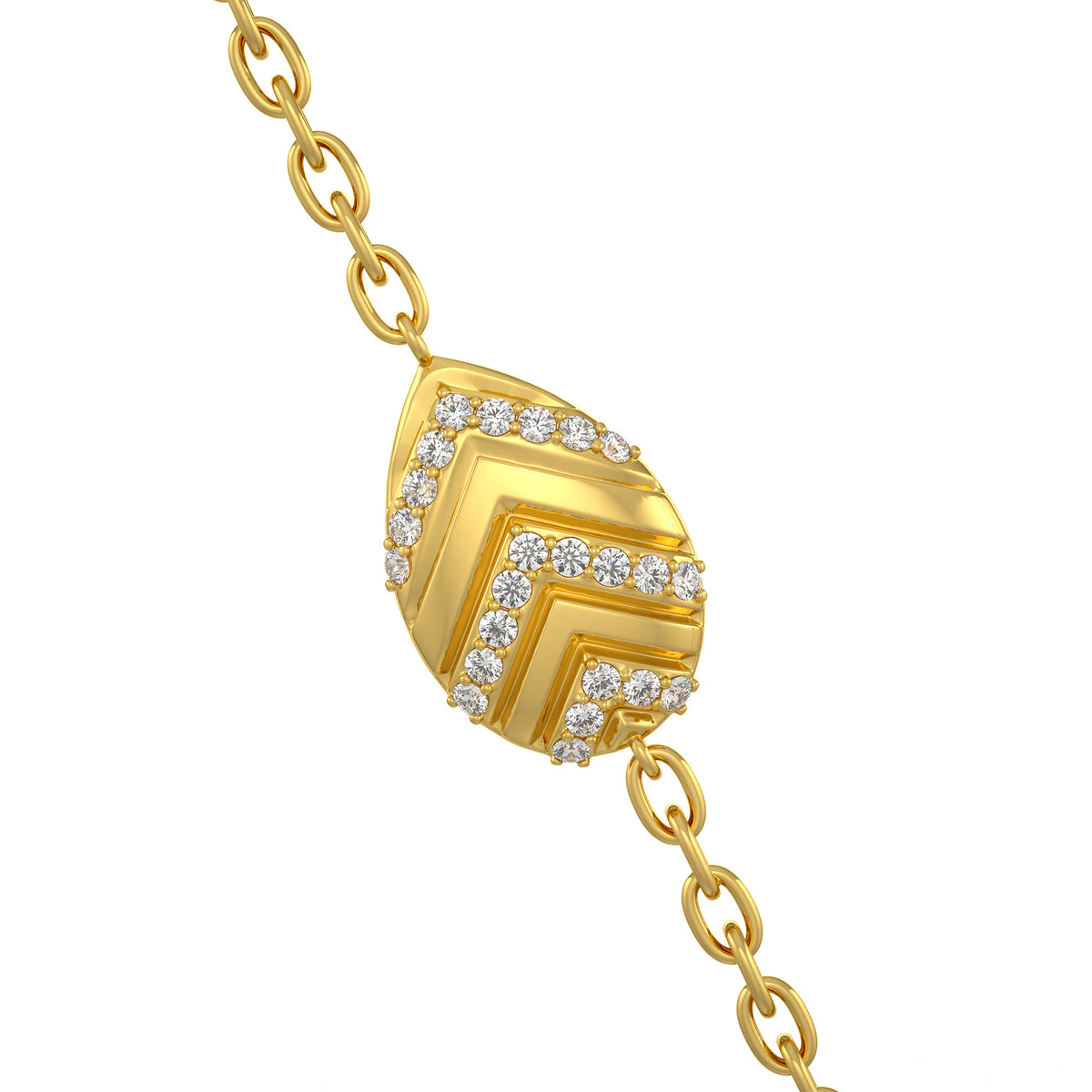 Collier en or jaune 18 carats serti de diamants de 1,20 ct, motif de pétales de nénuphar.