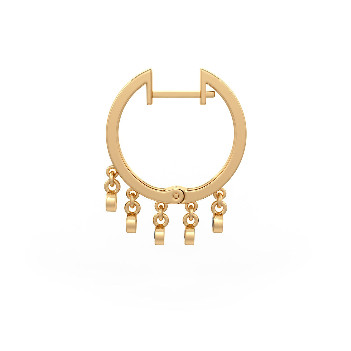 Diamond hoops with bezel-set sapphire charms