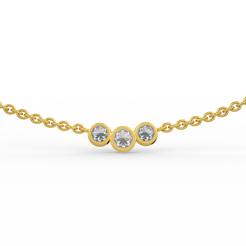 Sparkling 18ct yellow gold necklace trilogy