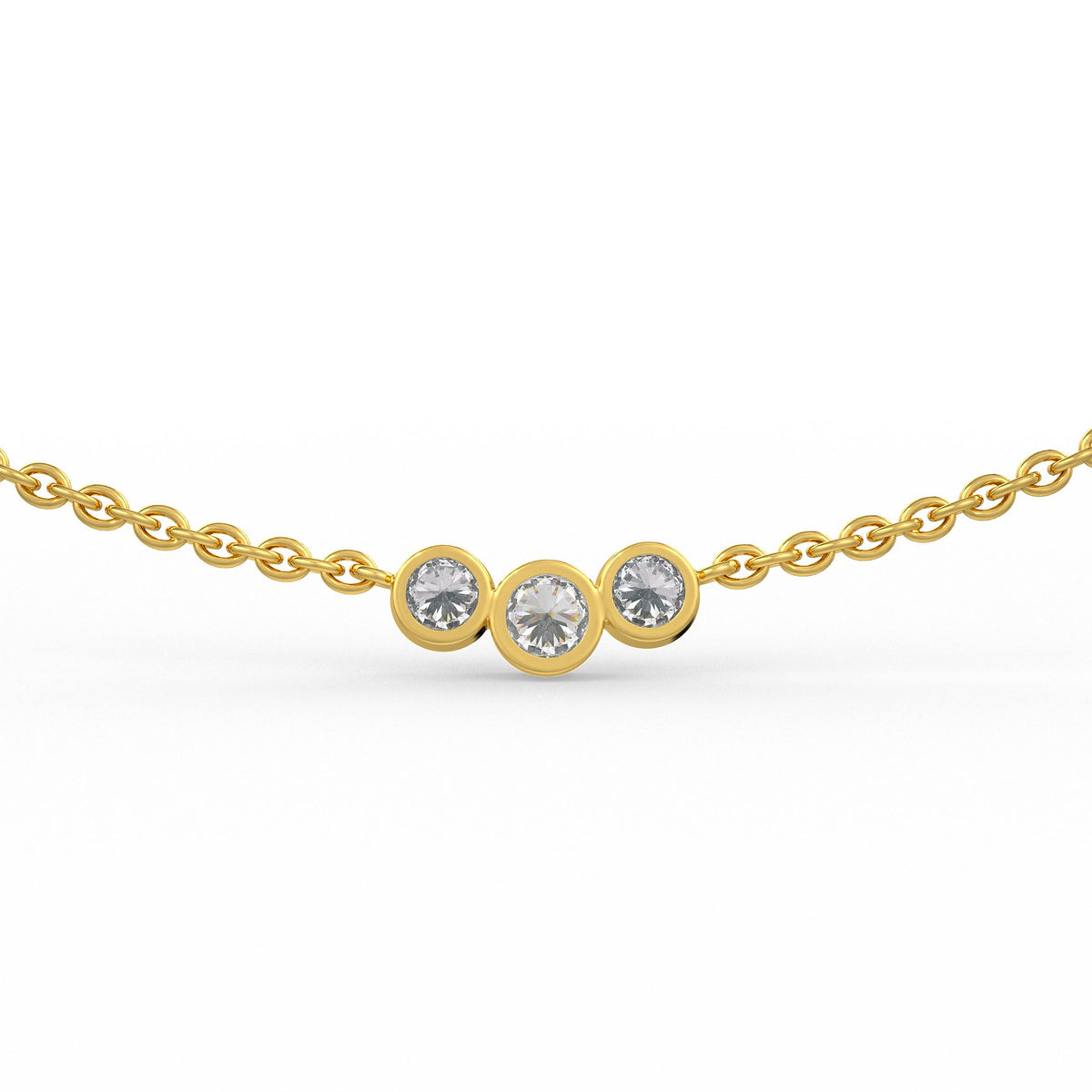 Sparkling 18ct yellow gold necklace trilogy