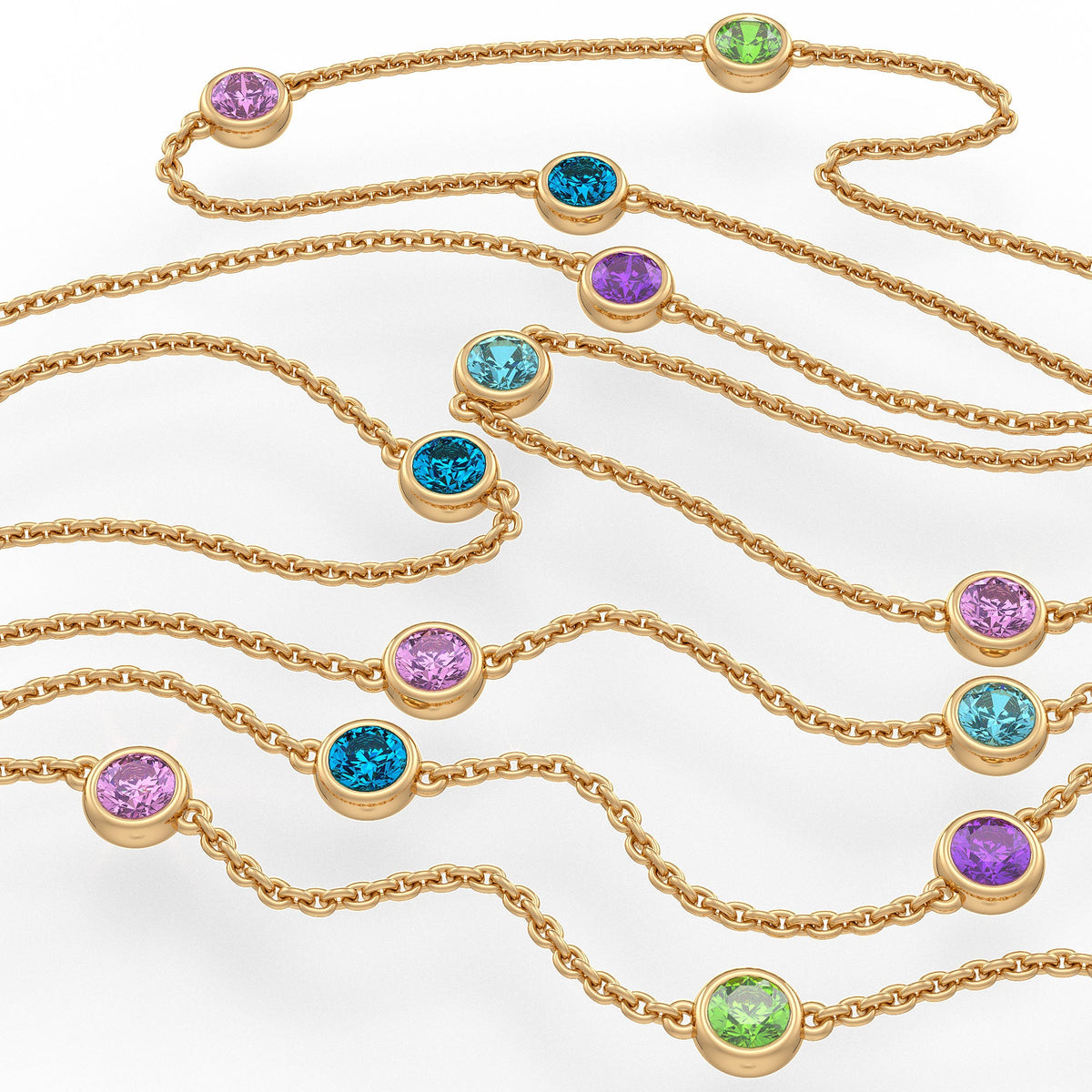 Delicate yellow gold necklace with vibrant gemstone