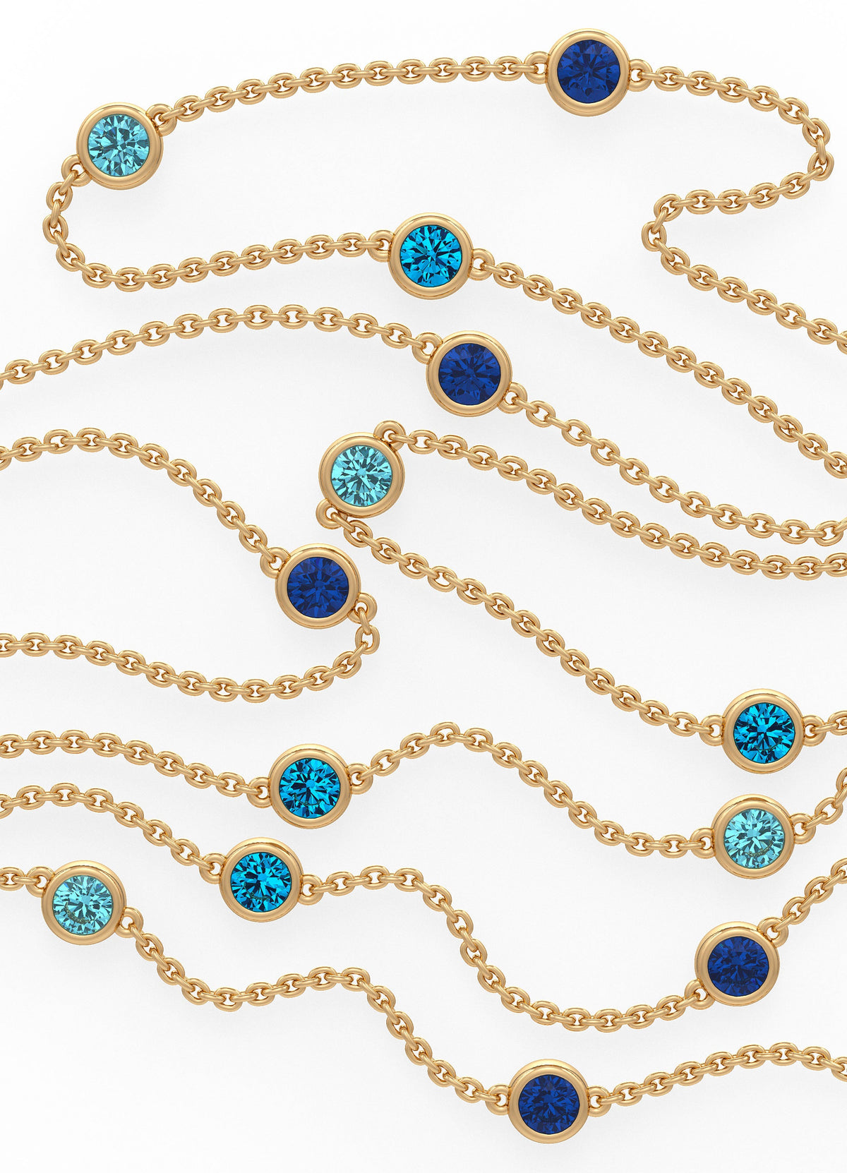 Blue gemstone by yard chain necklace
