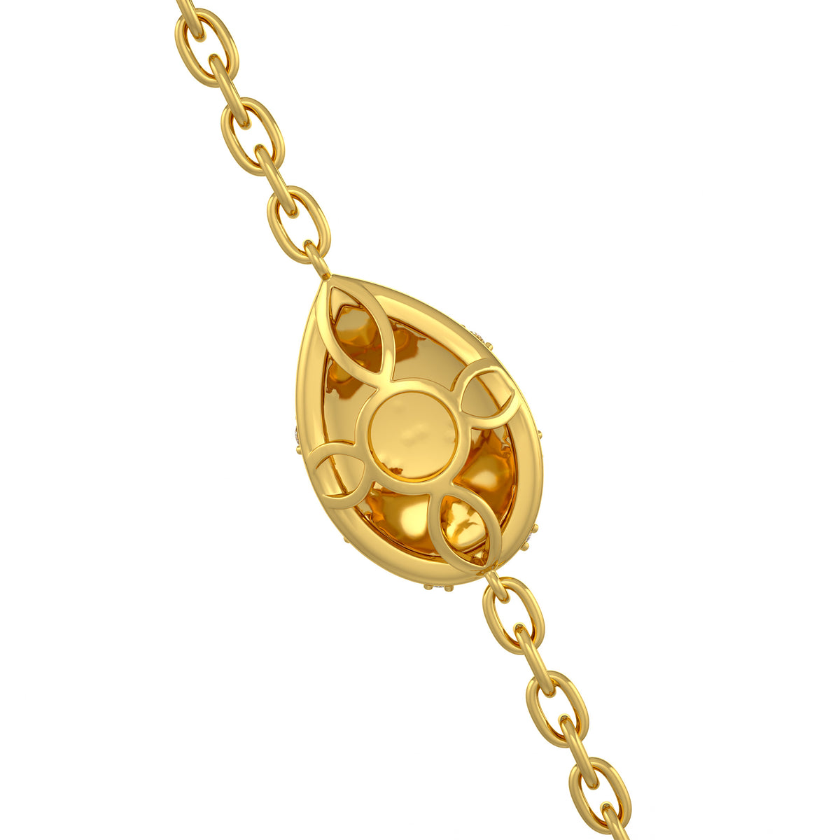 Collier en or jaune 18 carats serti de diamants de 1,20 ct, motif de pétales de nénuphar.