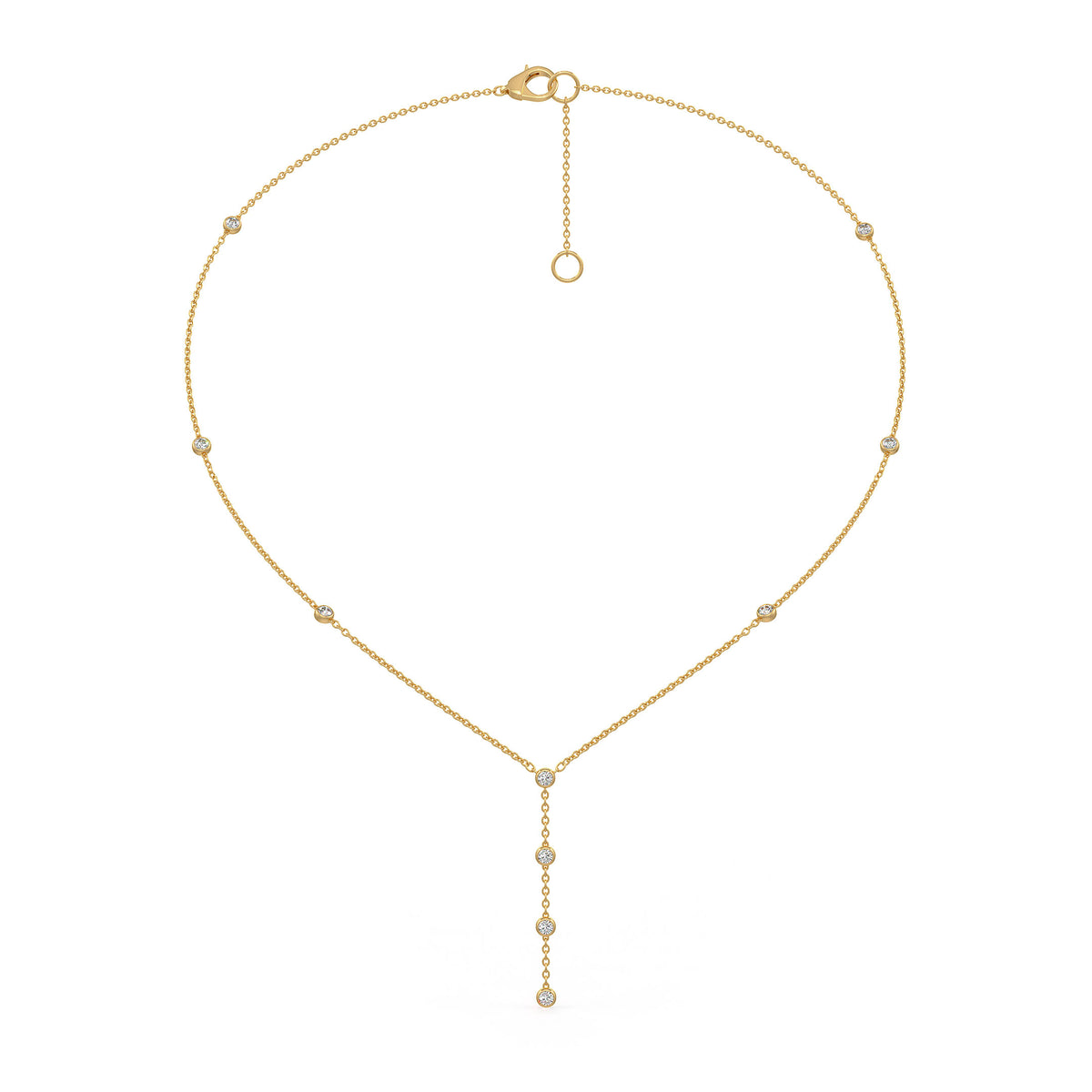 Understated Glamour: Diamond Lariat Necklace in 18K Yellow Gold