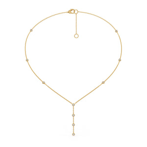 Understated Glamour: Diamond Lariat Necklace in 18K Yellow Gold
