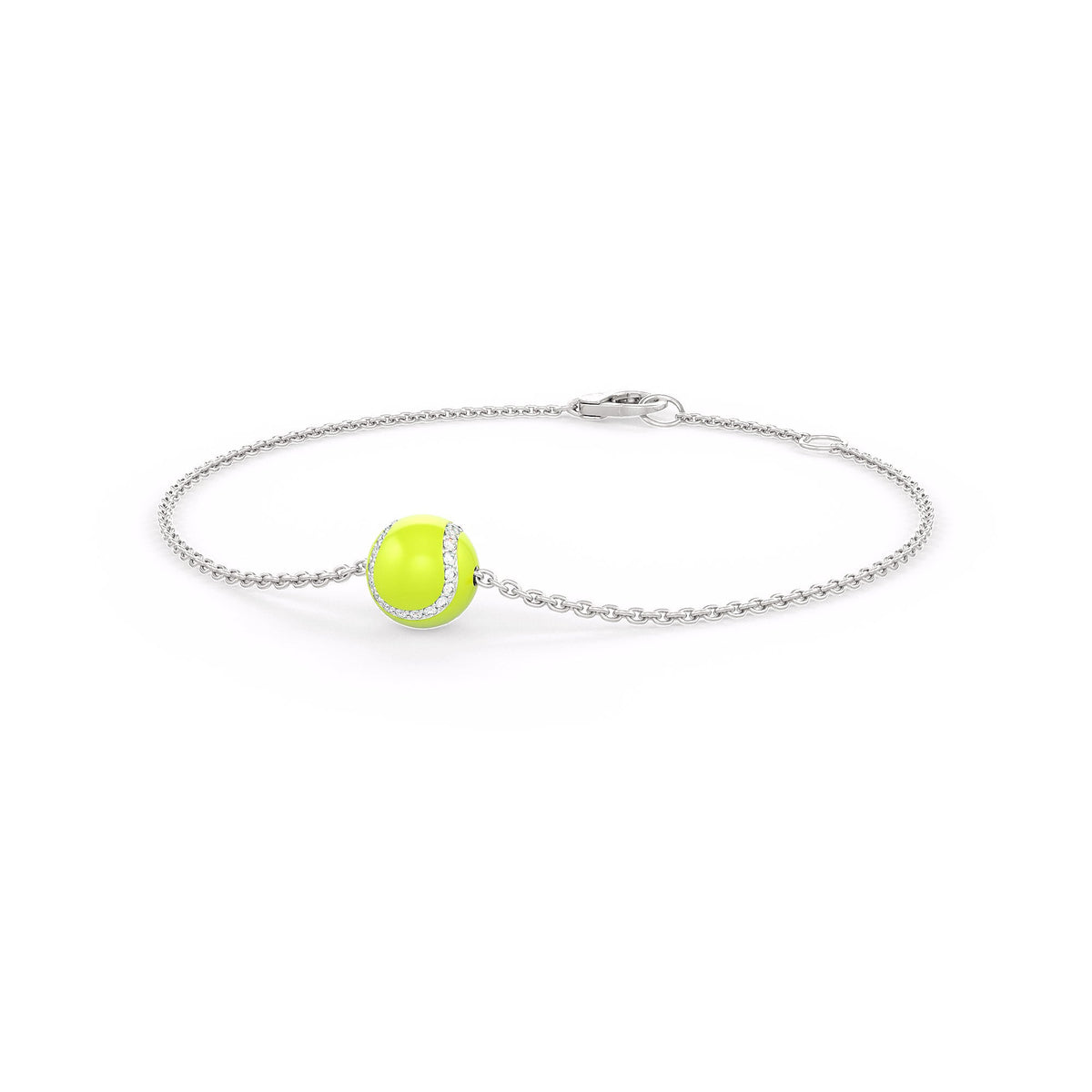 Diamond Tennis Ball Bracelet in White Gold 0.25ct Enamel