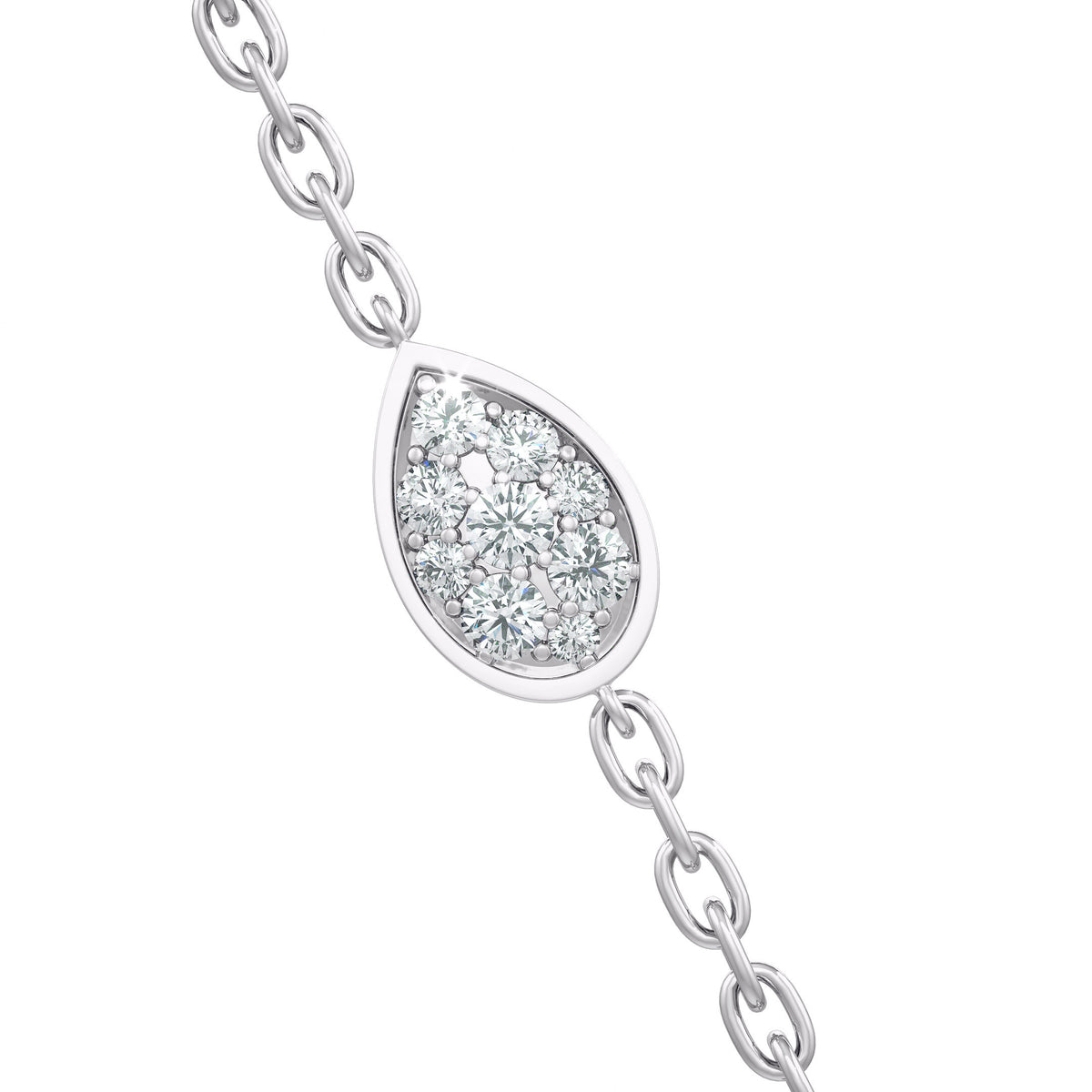 Collier en or blanc 18 carats serti de diamants de 1,40 ct et orné de pétales de nénuphar.