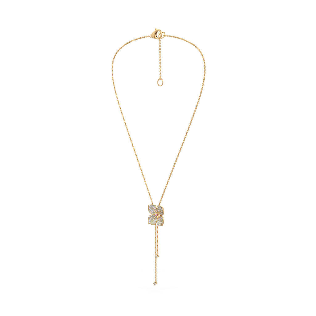 Diamond Necklace Hydrangea Flower 1.80ct 18ct Yellow Gold