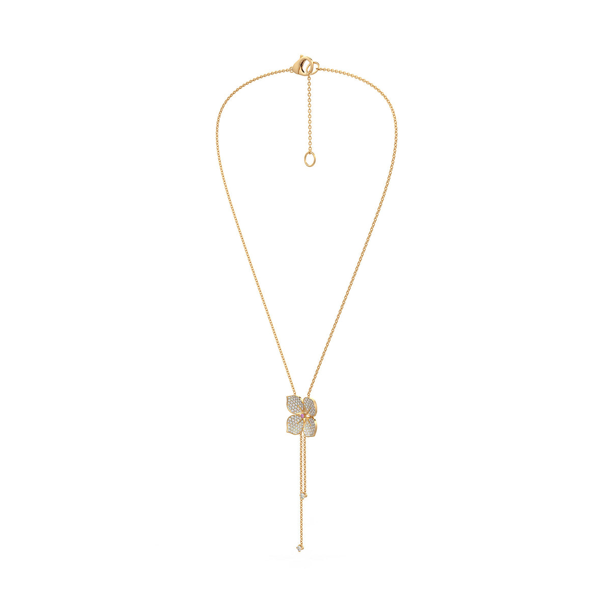 Collier en or jaune 18 carats avec diamants et fleur d'hortensia (1,80 ct).