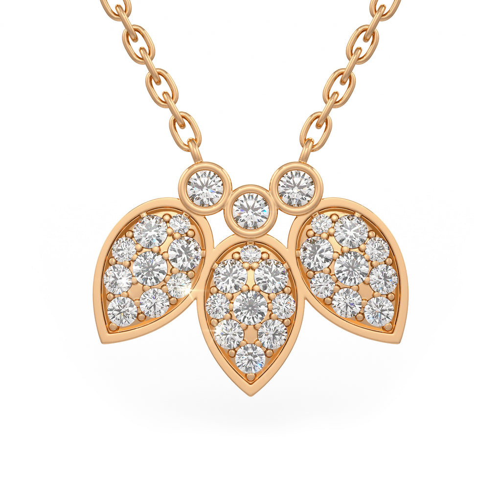 Diamond Necklace 1.40ct in 18ct Rose Gold Water Lily Flower Petals