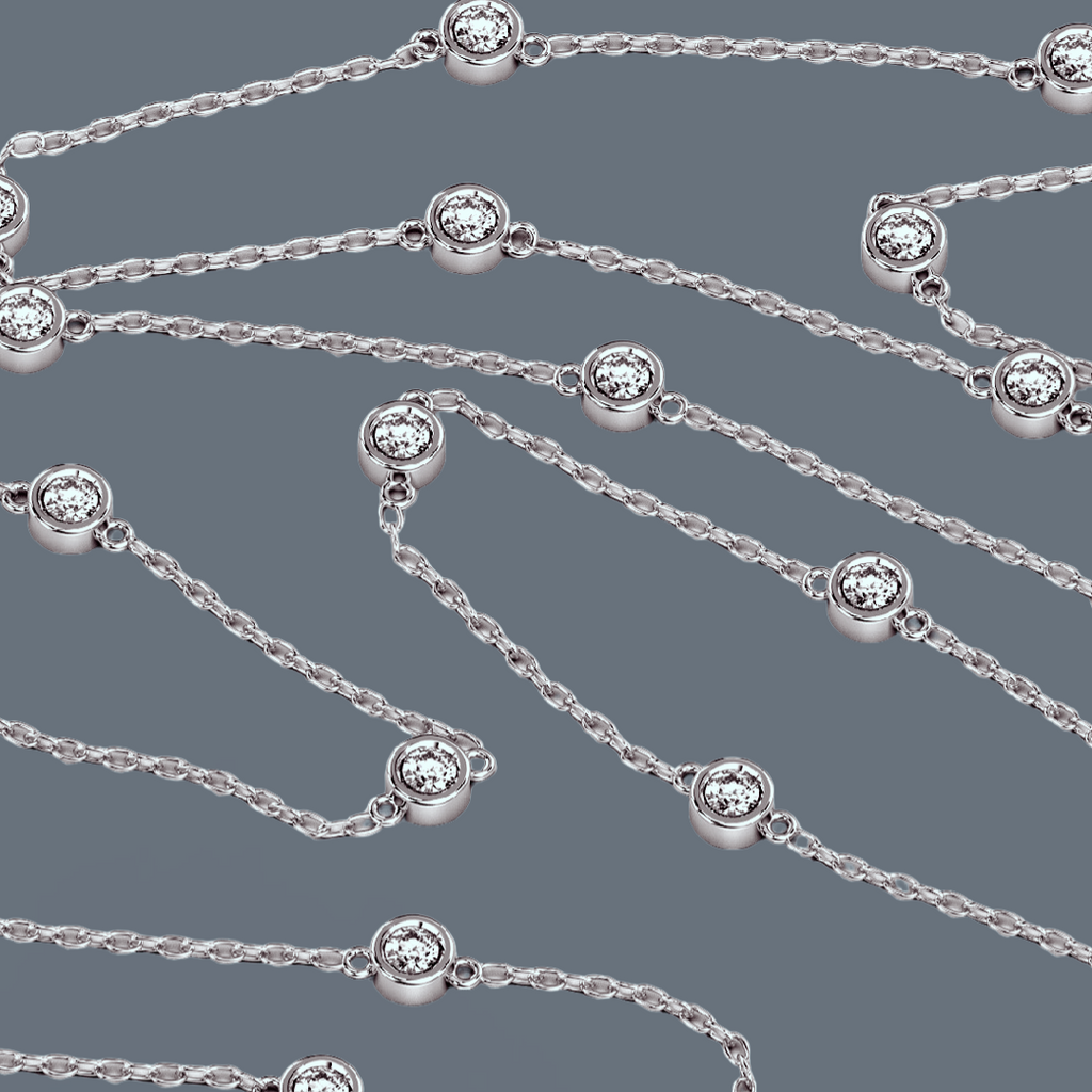 1ct Diamond By The Yard Chain in 18ct White Gold 24 inch