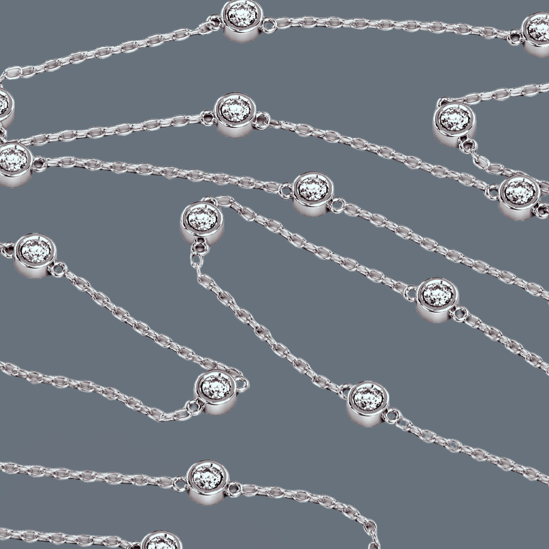 1ct Diamond By The Yard Chain in 18ct White Gold 24 inch