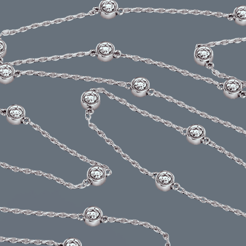 1ct Diamond By The Yard Chain in 18ct White Gold 24 inch