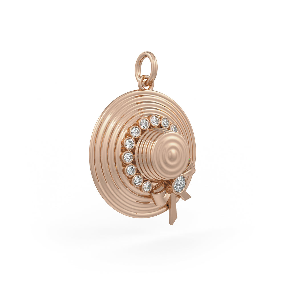 Diamond Charm Hat in 18ct Rose Gold Jane Austen Homage Gold Pendant