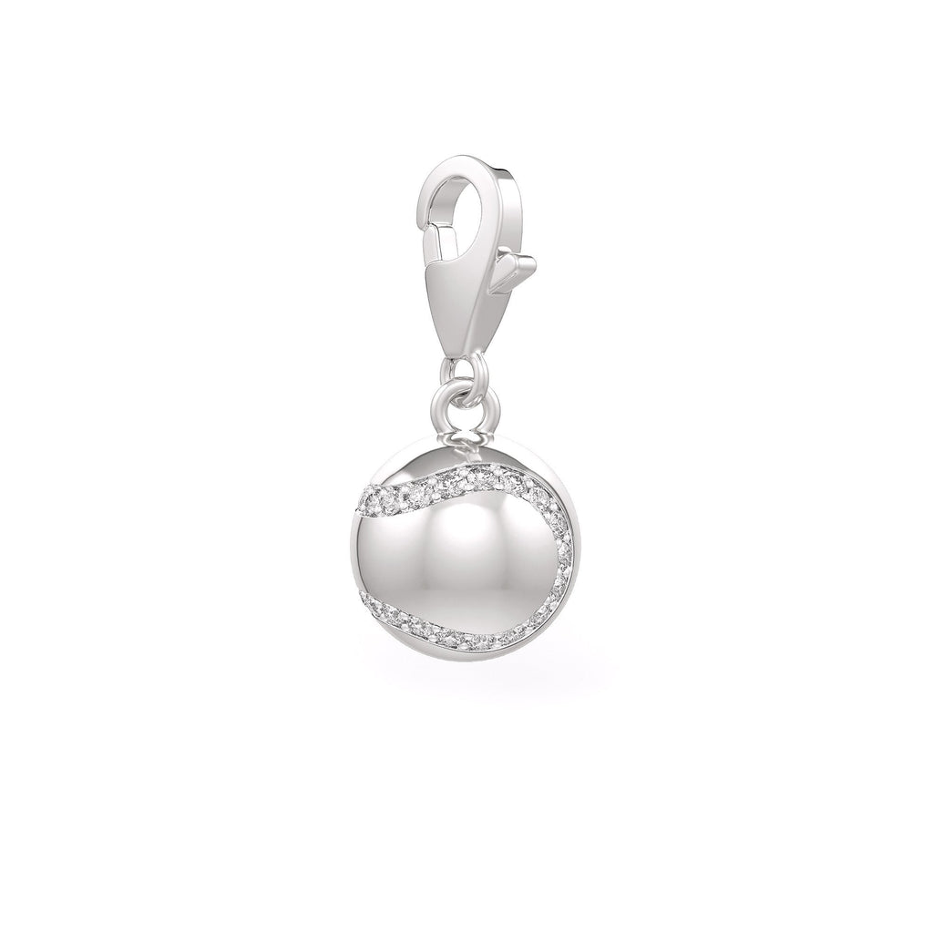 Diamond Tennis Ball Charm 0.25ct in White Gold