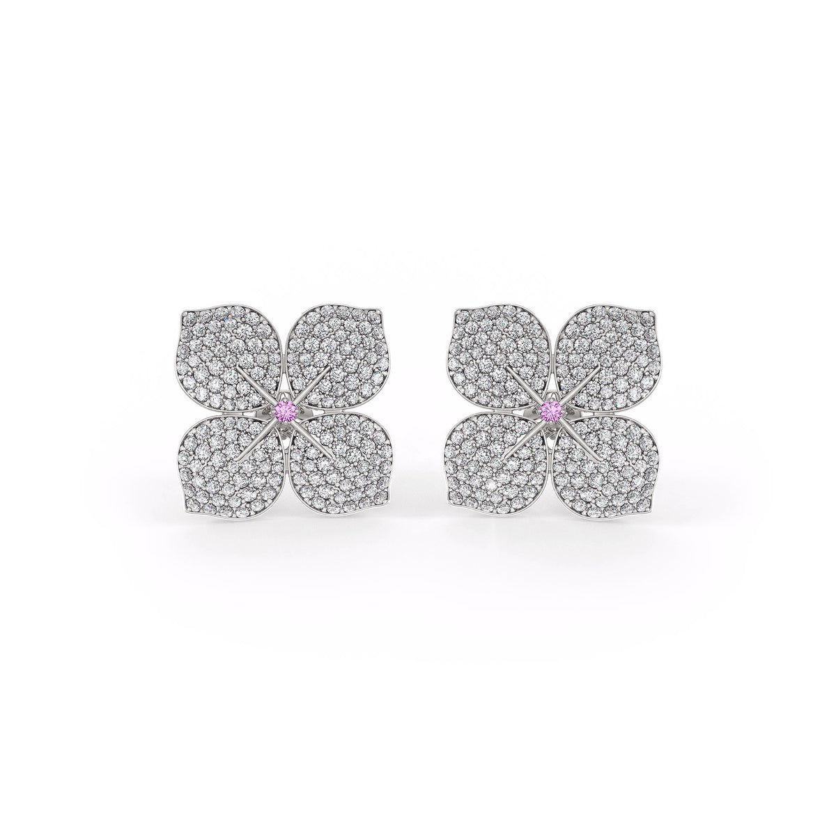Butterfly-shaped earrings with pink gemstones