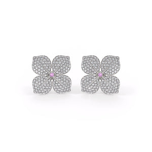 18ct White Gold Hydrangea Diamond Earrings