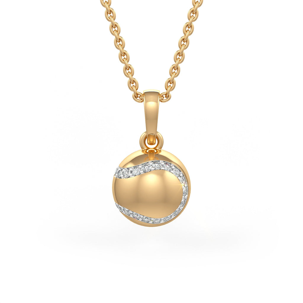 Diamond Tennis Ball Pendant in Yellow Gold 0.25ct (without chain)