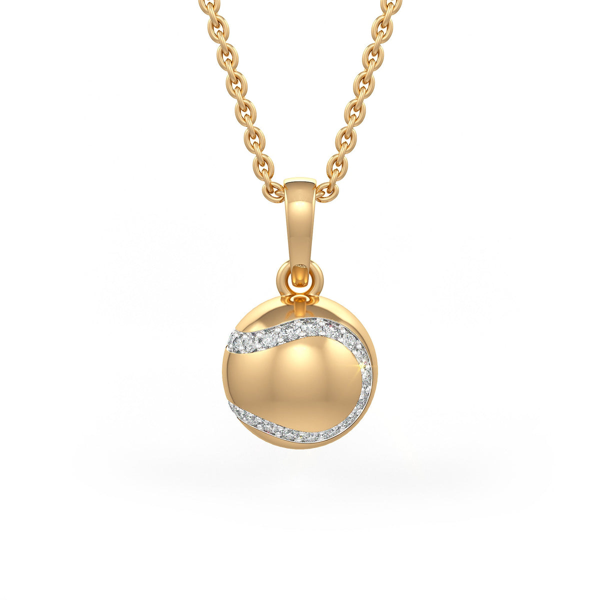 Diamond Tennis Ball Pendant in Yellow Gold 0.25ct (without chain)