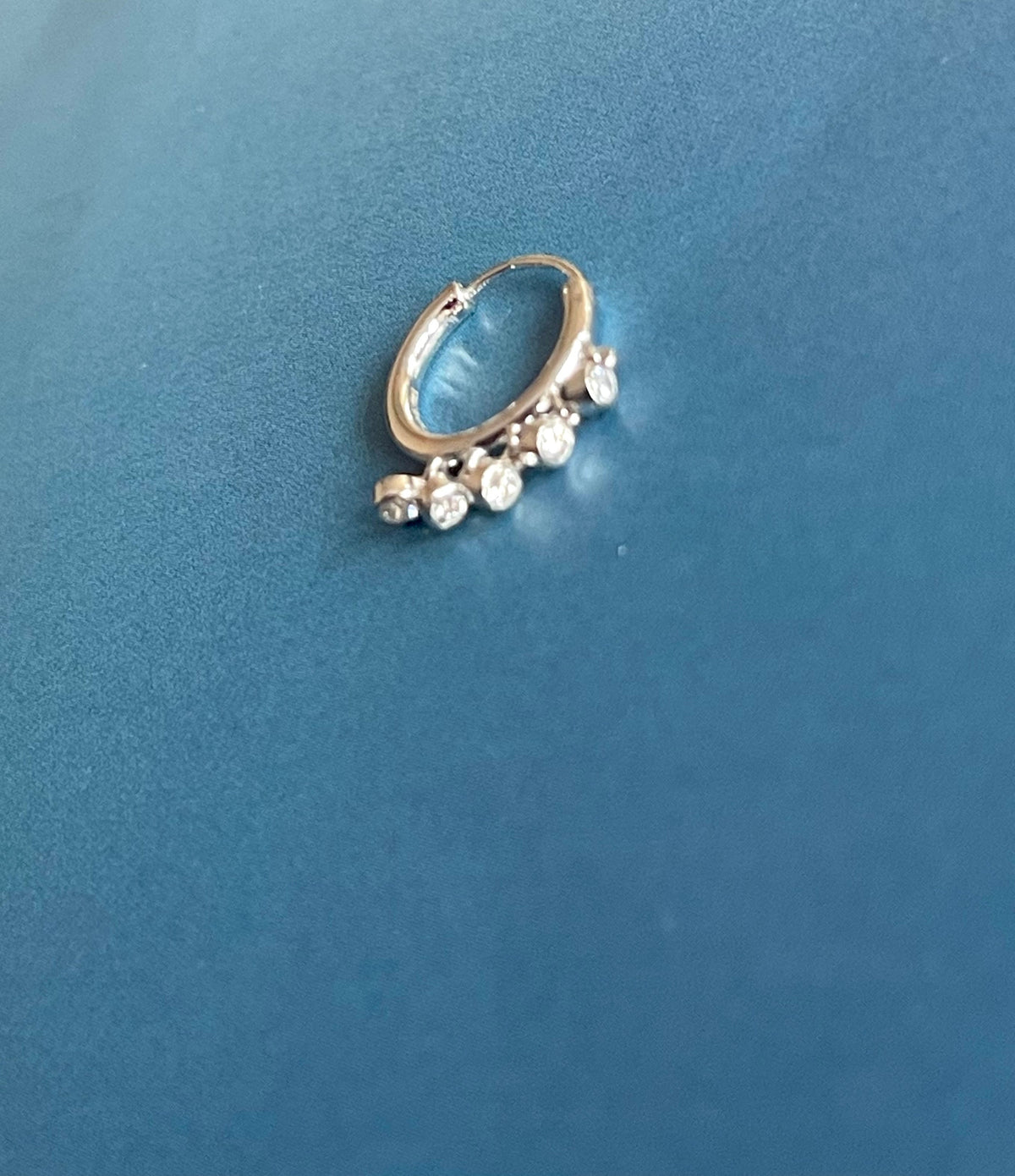 Diamond Cartilage Hoop Earring in 18ct White Gold with Bezel Charms 0.12ct G VS Diamond