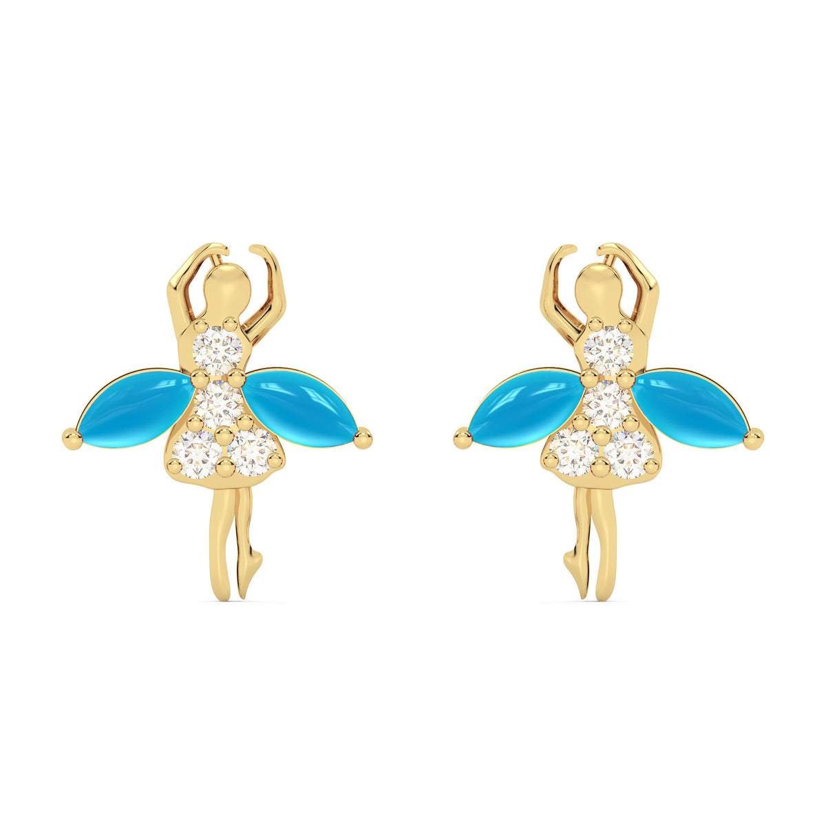 Diamond Aquamarine Earrings Yellow Gold