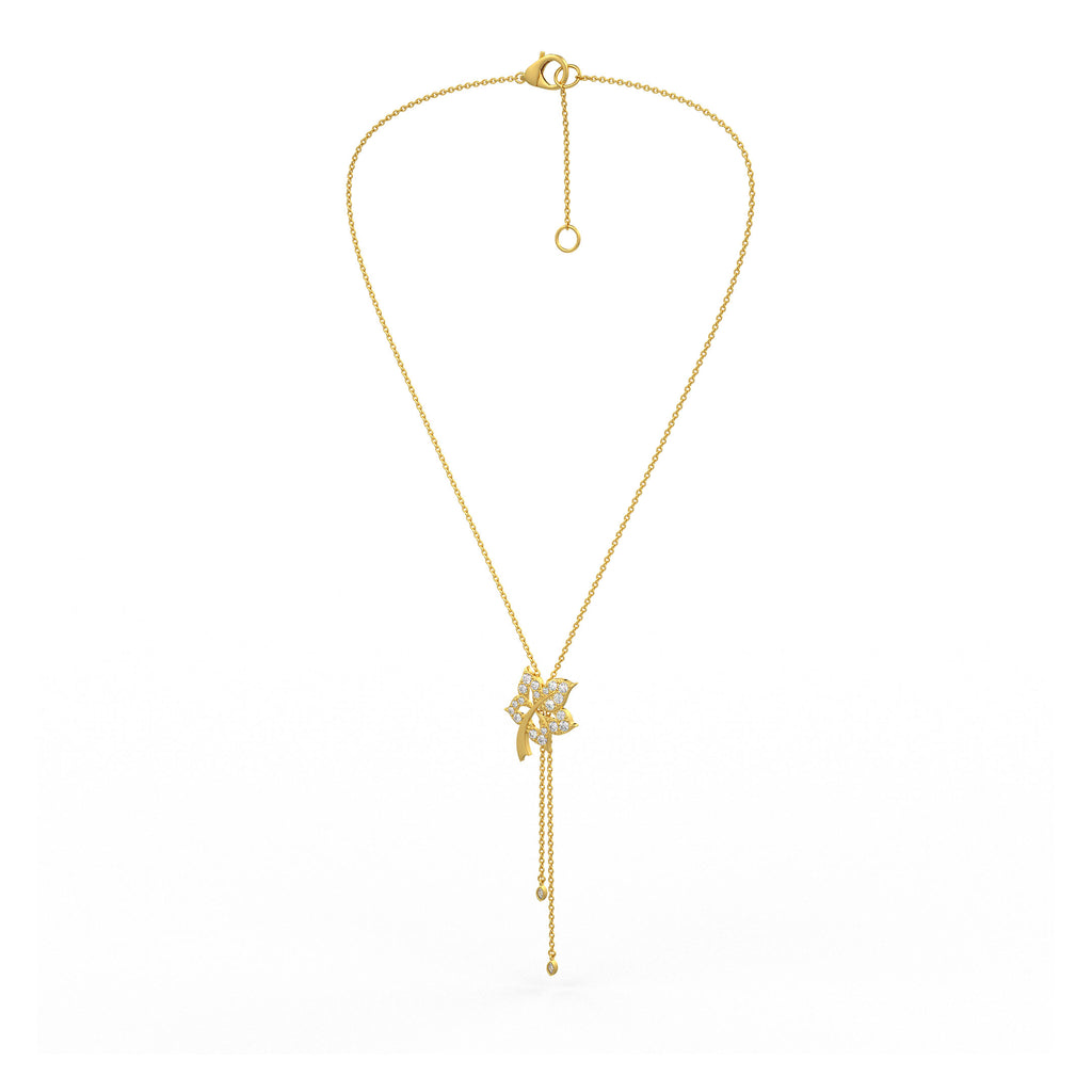 Time Capsule Flower Lariat Diamond Necklace in 18K Yellow Gold