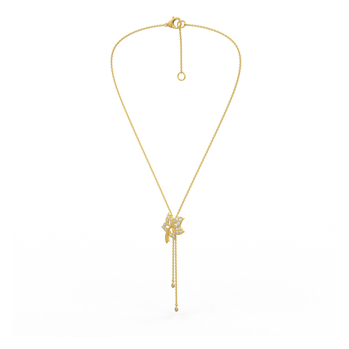 Time Capsule Flower Lariat Diamond Necklace in 18K Yellow Gold