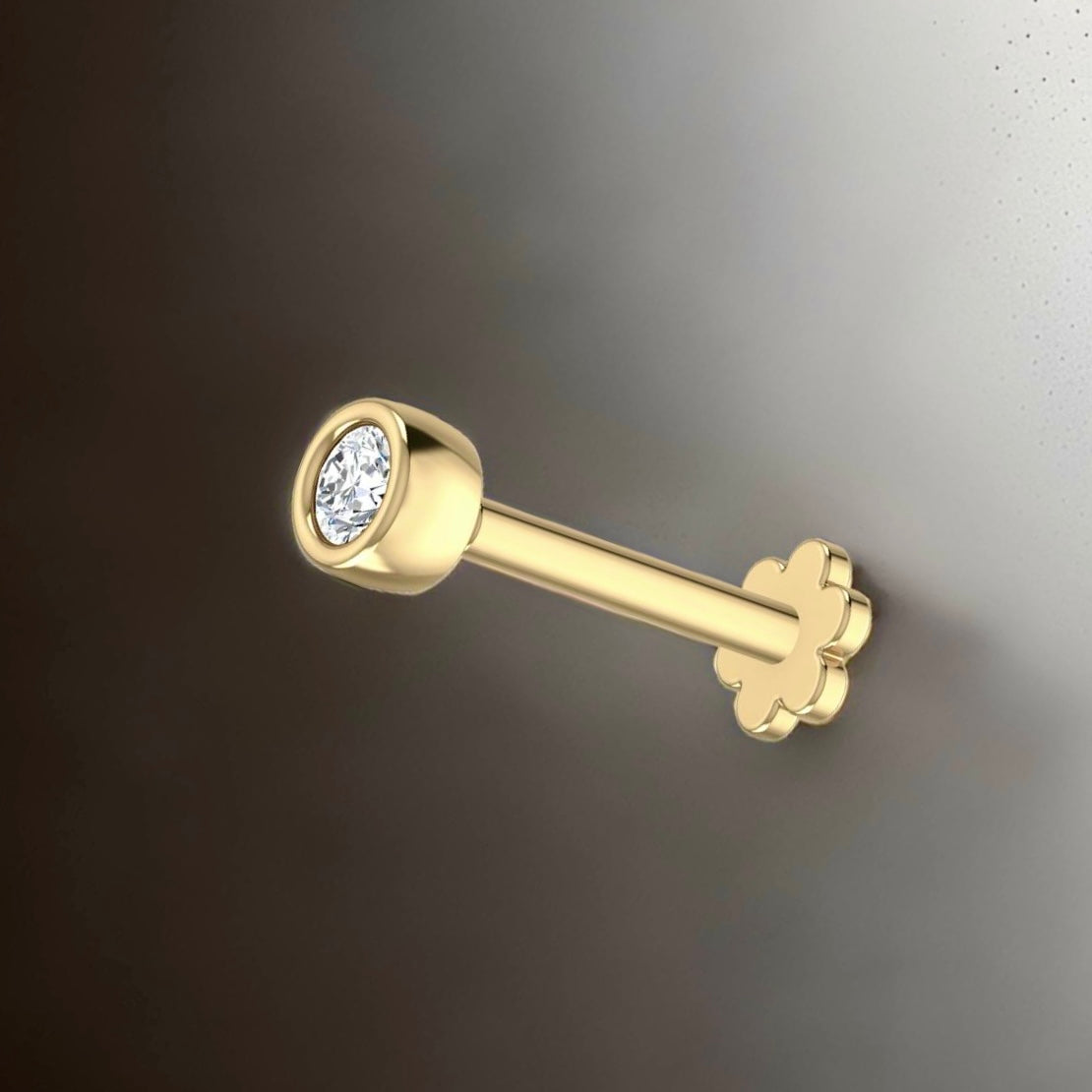 Nasenstecker aus 18-karätigem Gelbgold mit Solitärdiamant (0,06 ct, VS-Schliff) von Seth