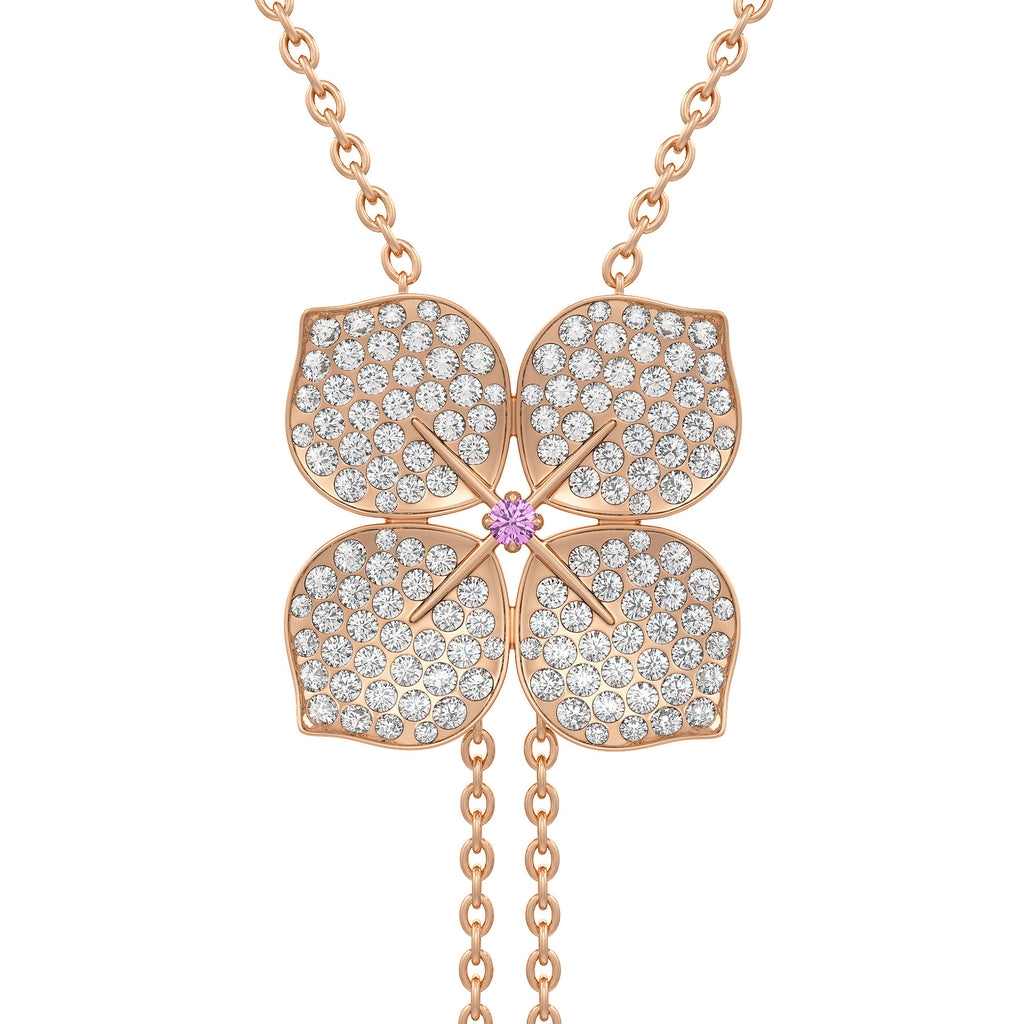 Diamond Necklace Hydrangea Flower 1.80ct 18ct Rose Gold