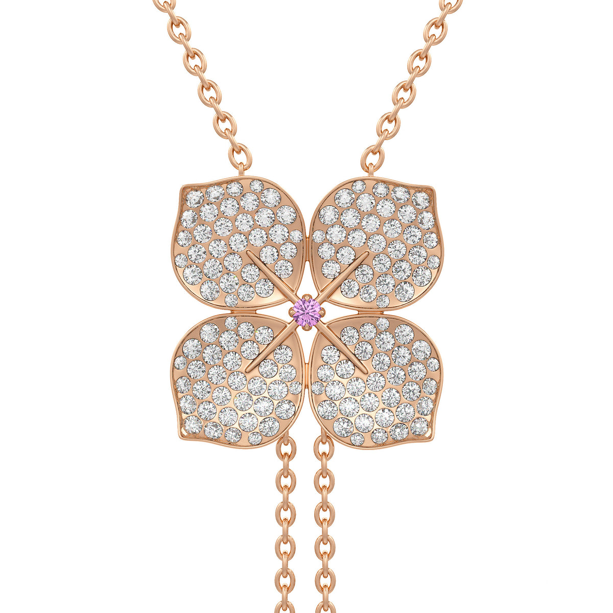 Diamond Necklace Hydrangea Flower 1.80ct 18ct Rose Gold