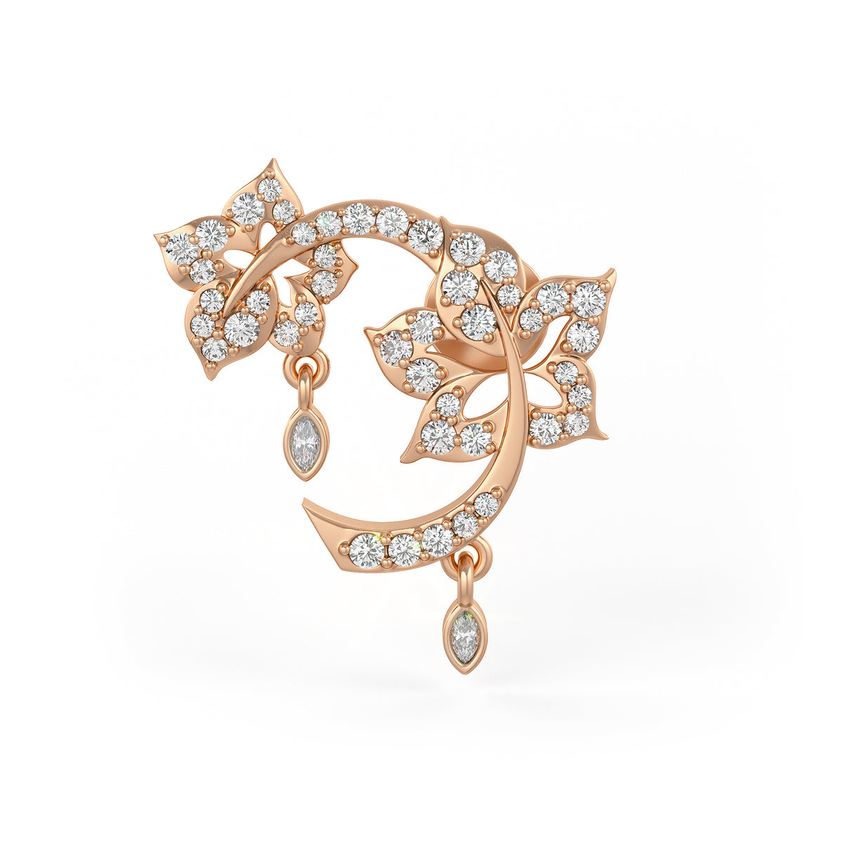 Ohrringe aus Roségold mit Diamanten in Blumenform