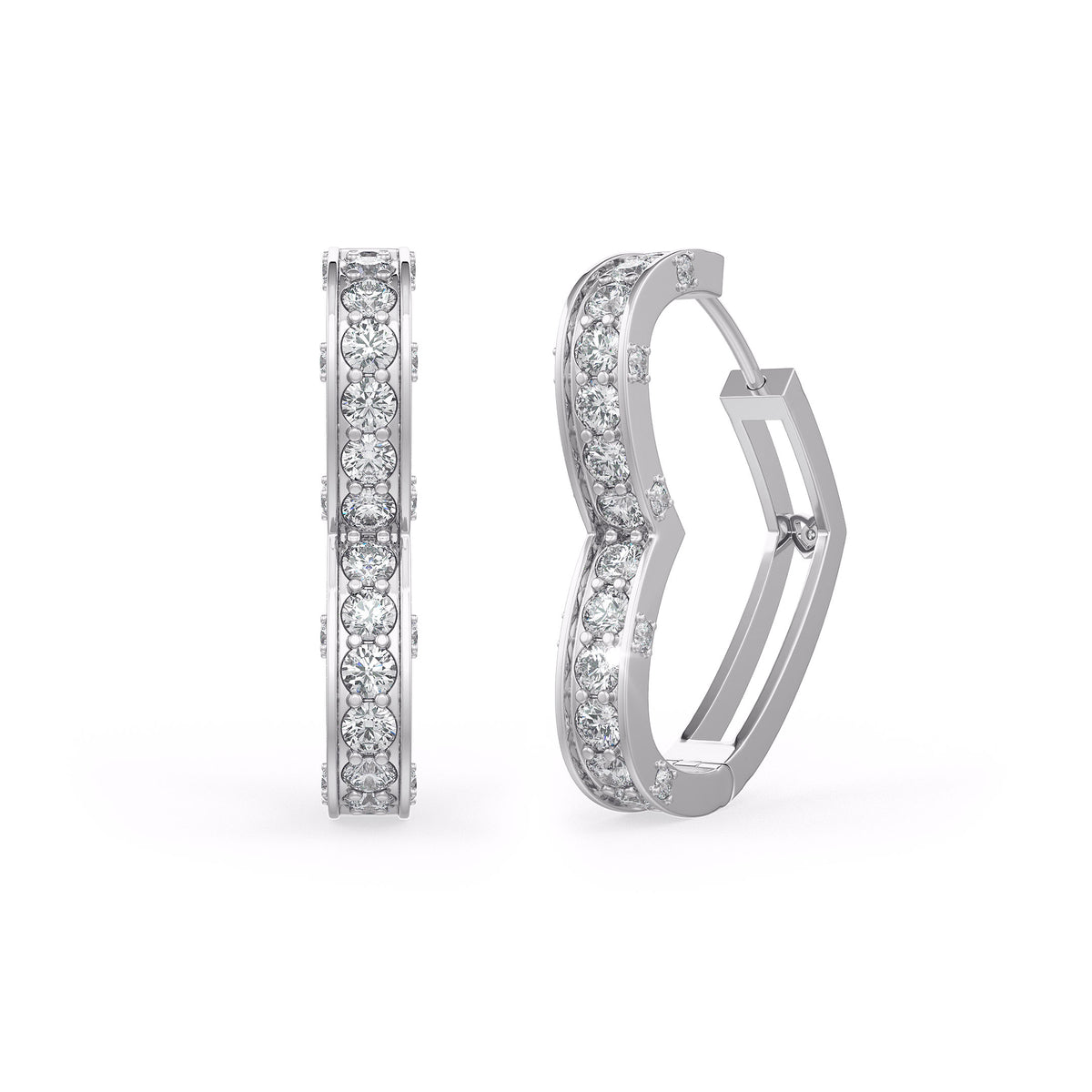 1ct Diamond Heart Earrings White Gold