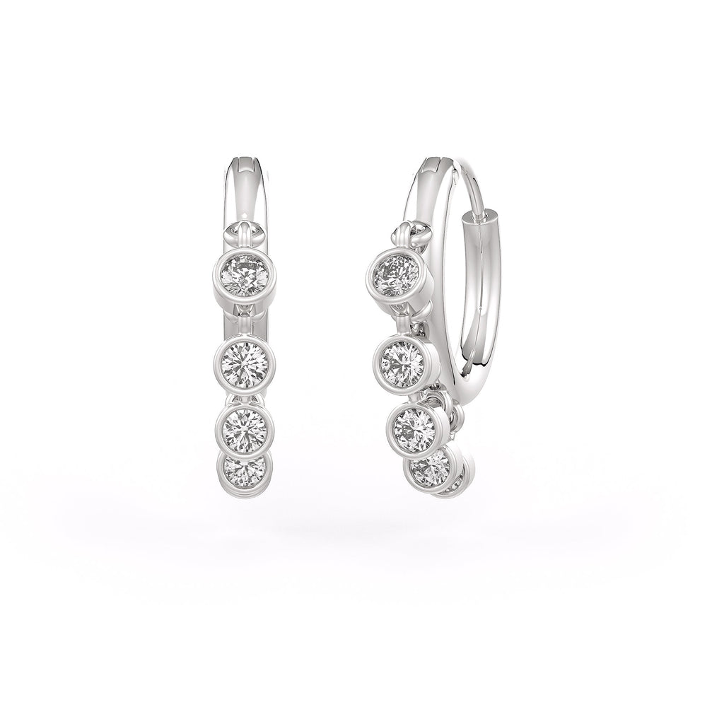 Diamond Cartilage Hoop Earring in 18ct White Gold with Bezel Charms 0.12ct G VS Diamond