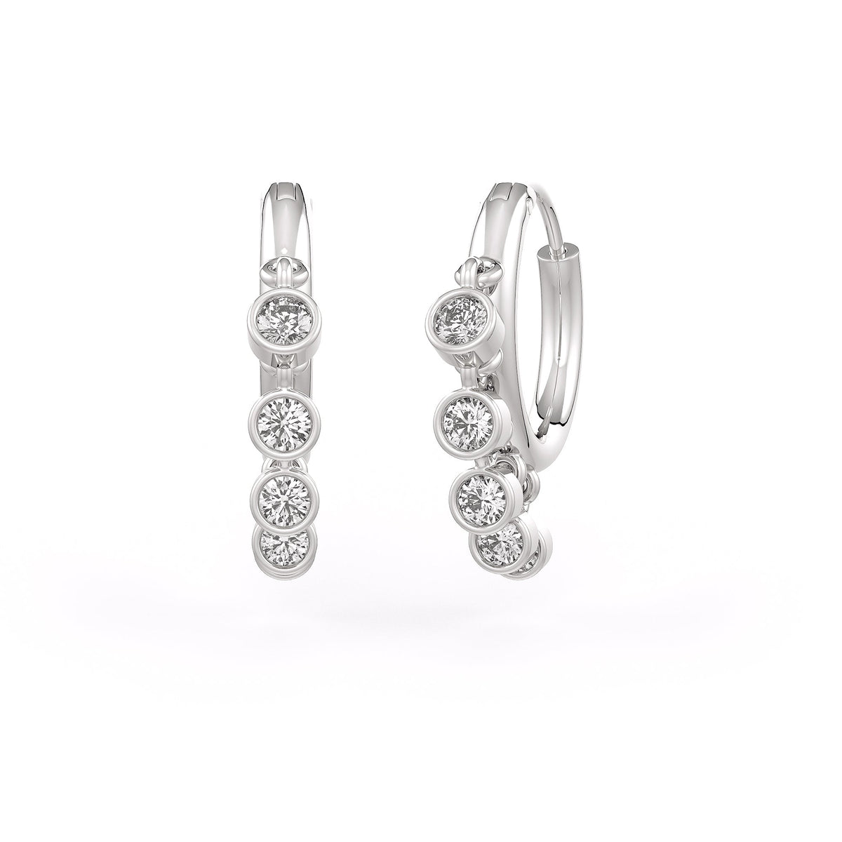 Diamond Cartilage Hoop Earring in 18ct White Gold with Bezel Charms 0.12ct G VS Diamond
