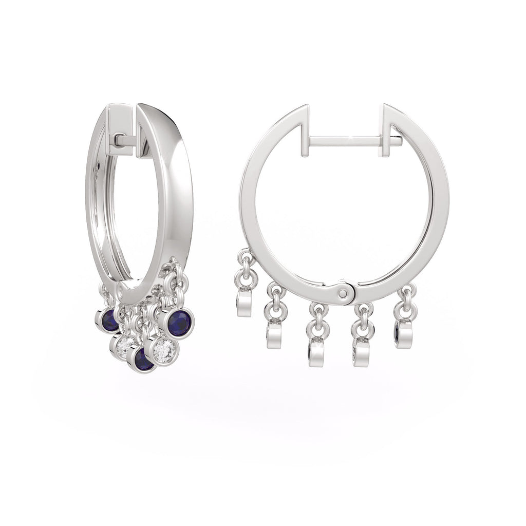 18ct white gold sapphire hoops in pair