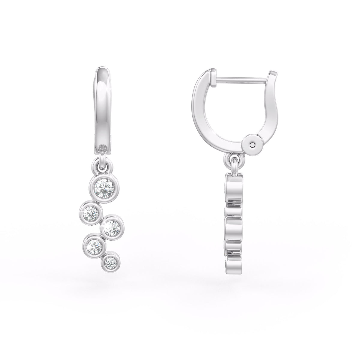 Bubble Diamond Hoop Earrings White Gold
