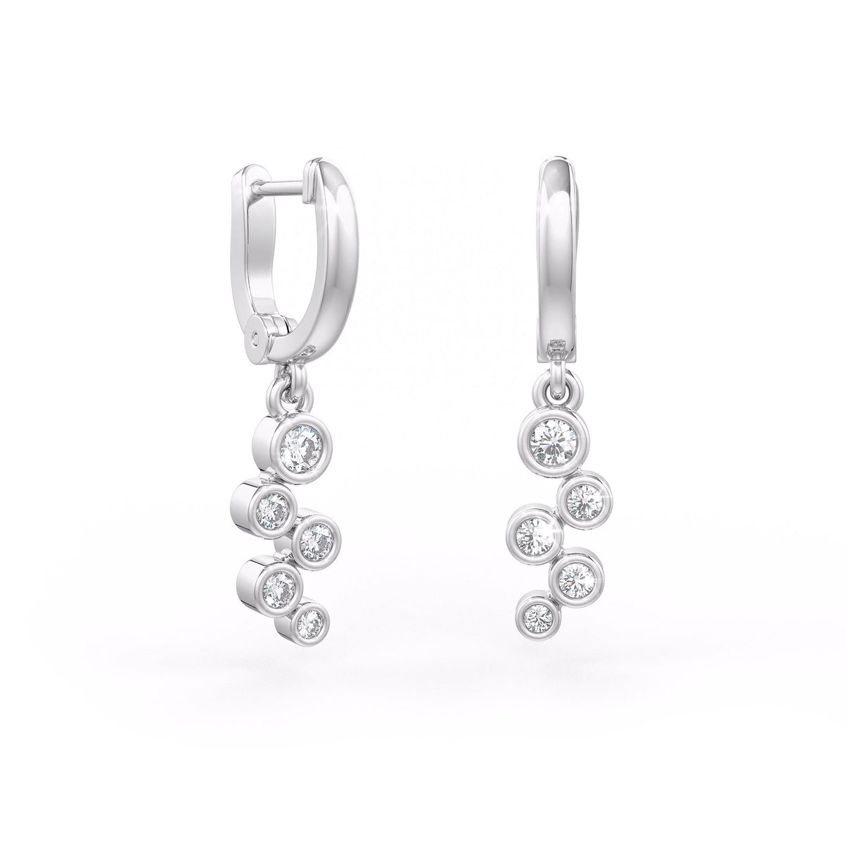 Bubble Diamond Hoop Earrings White Gold