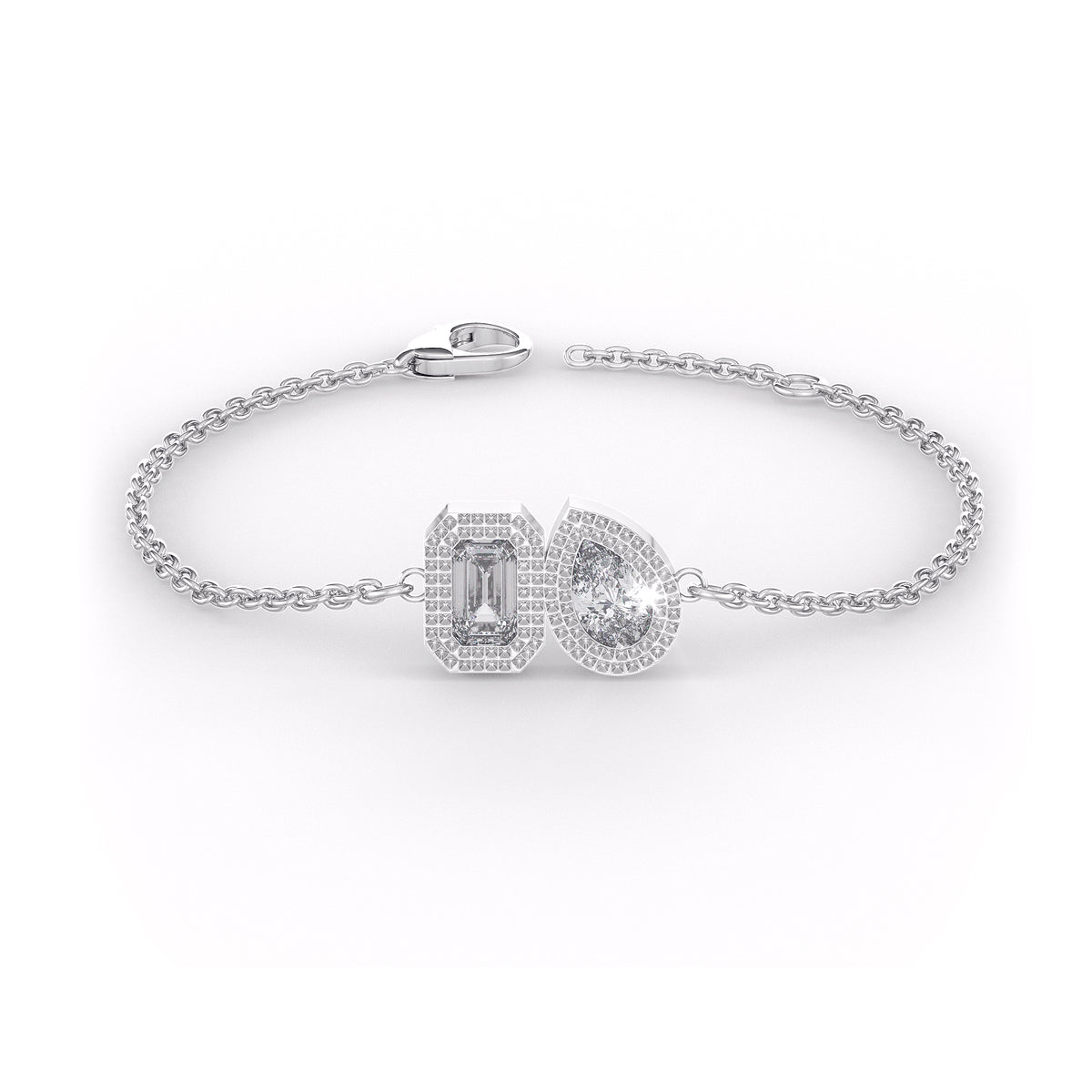 Bracelet Toi Et Moi en or blanc 18 carats serti de diamants (0,40 ct).