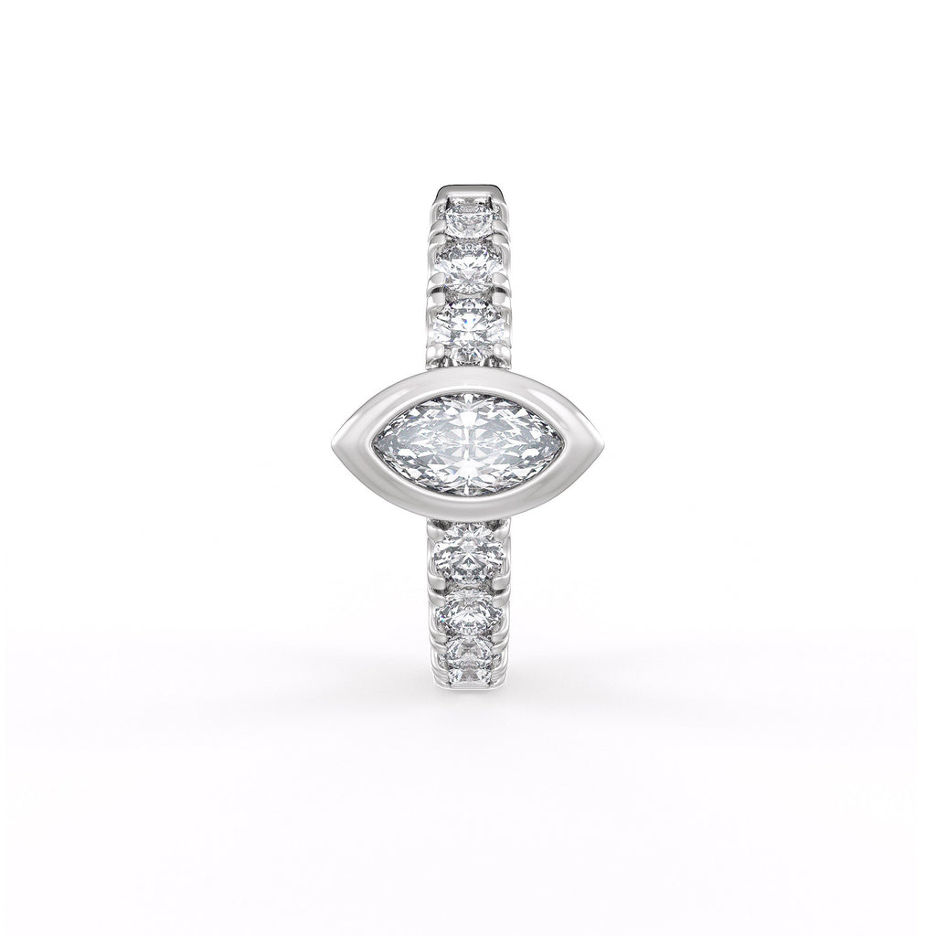 18ct White  Gold Full Eternity 12mm Diamond Hoop Earrings 0.50ct Marquise solitaire (Singular) Cartilage or Lobe