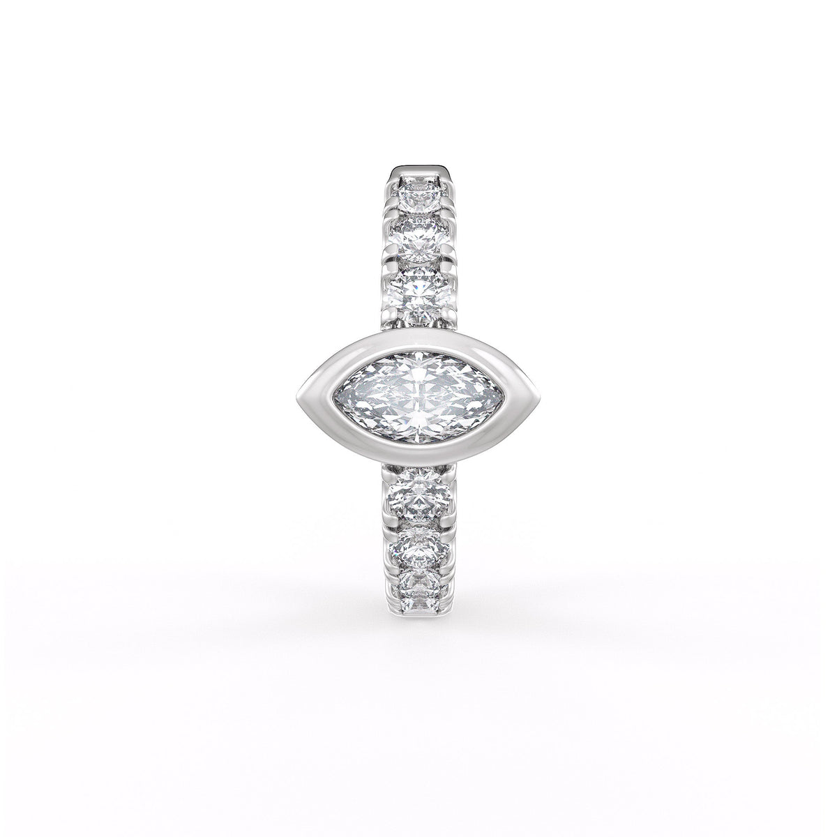18ct White  Gold Full Eternity 12mm Diamond Hoop Earrings 0.50ct Marquise solitaire (Singular) Cartilage or Lobe