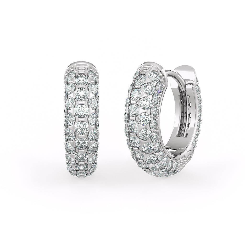 18ct White Gold 5 Row Diamond Hoop Earrings