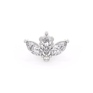 Marquise Diamond Nose Pin Lotus Stud 18ct White Gold