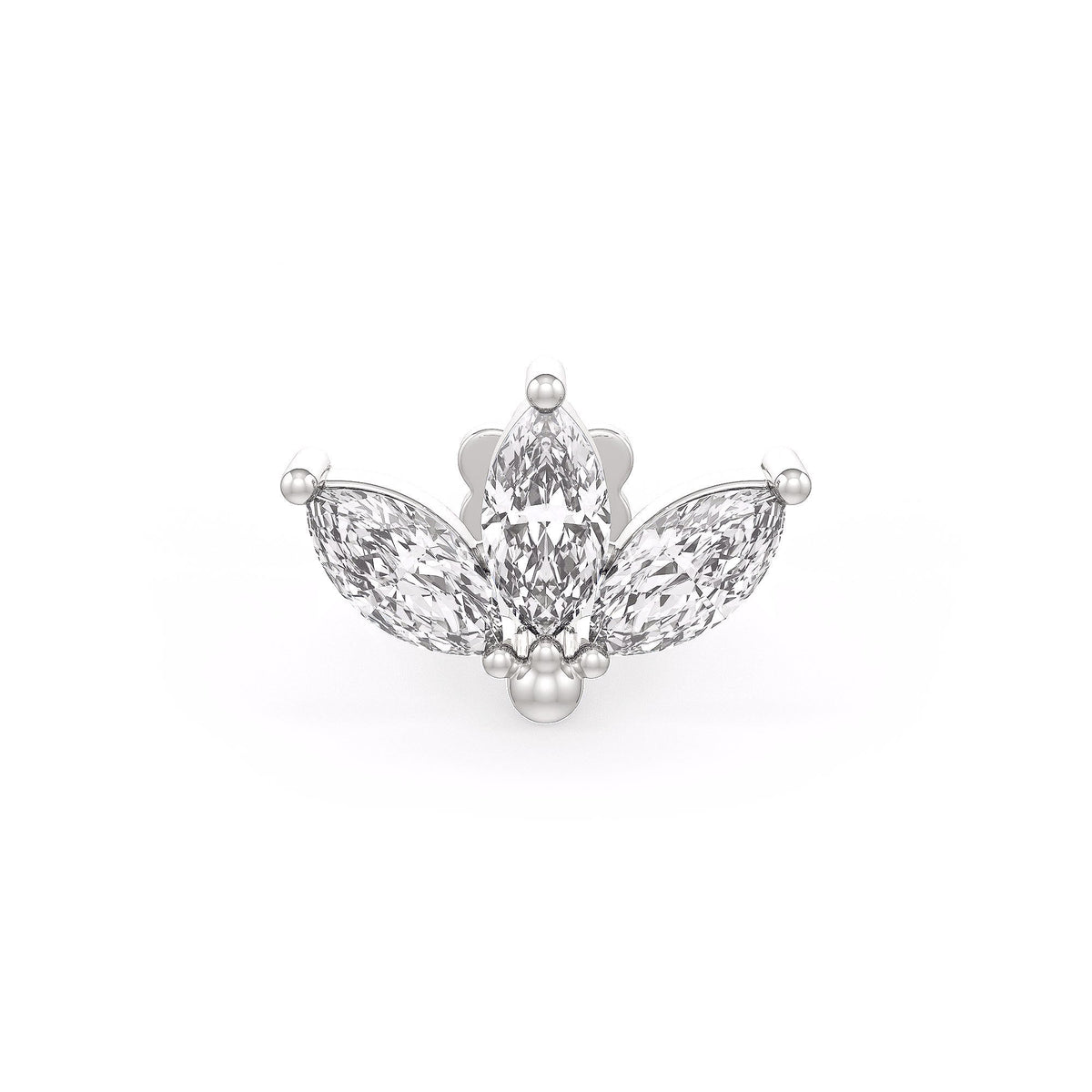 Marquise-Diamant-Knorpelohrring – Lotus-Stecker aus 18-karätigem Weißgold für Helix- und Flatback-Piercings
