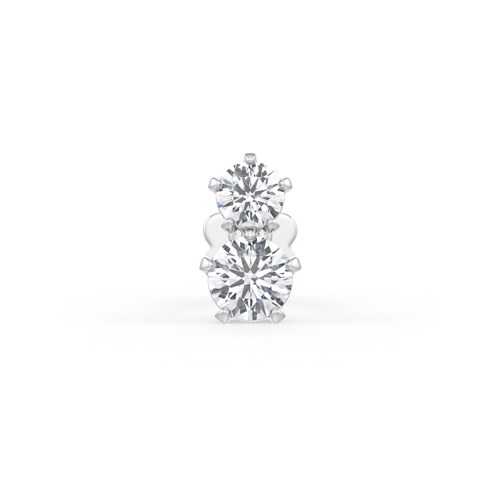 18K white gold nose stud with twin diamond setting