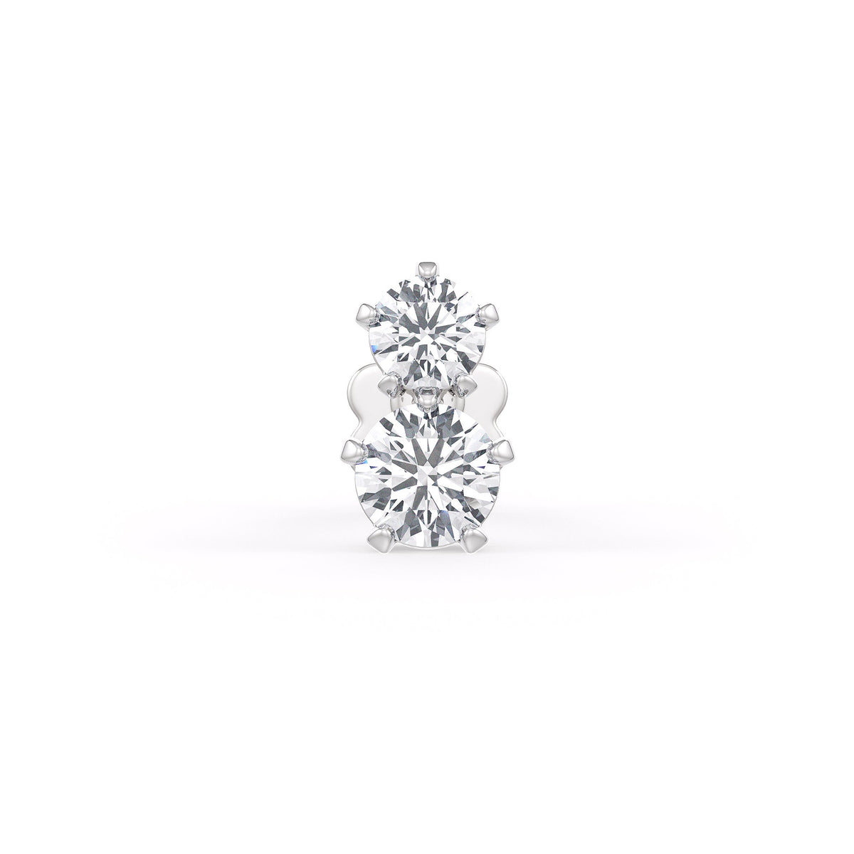 18K white gold nose stud with twin diamond setting