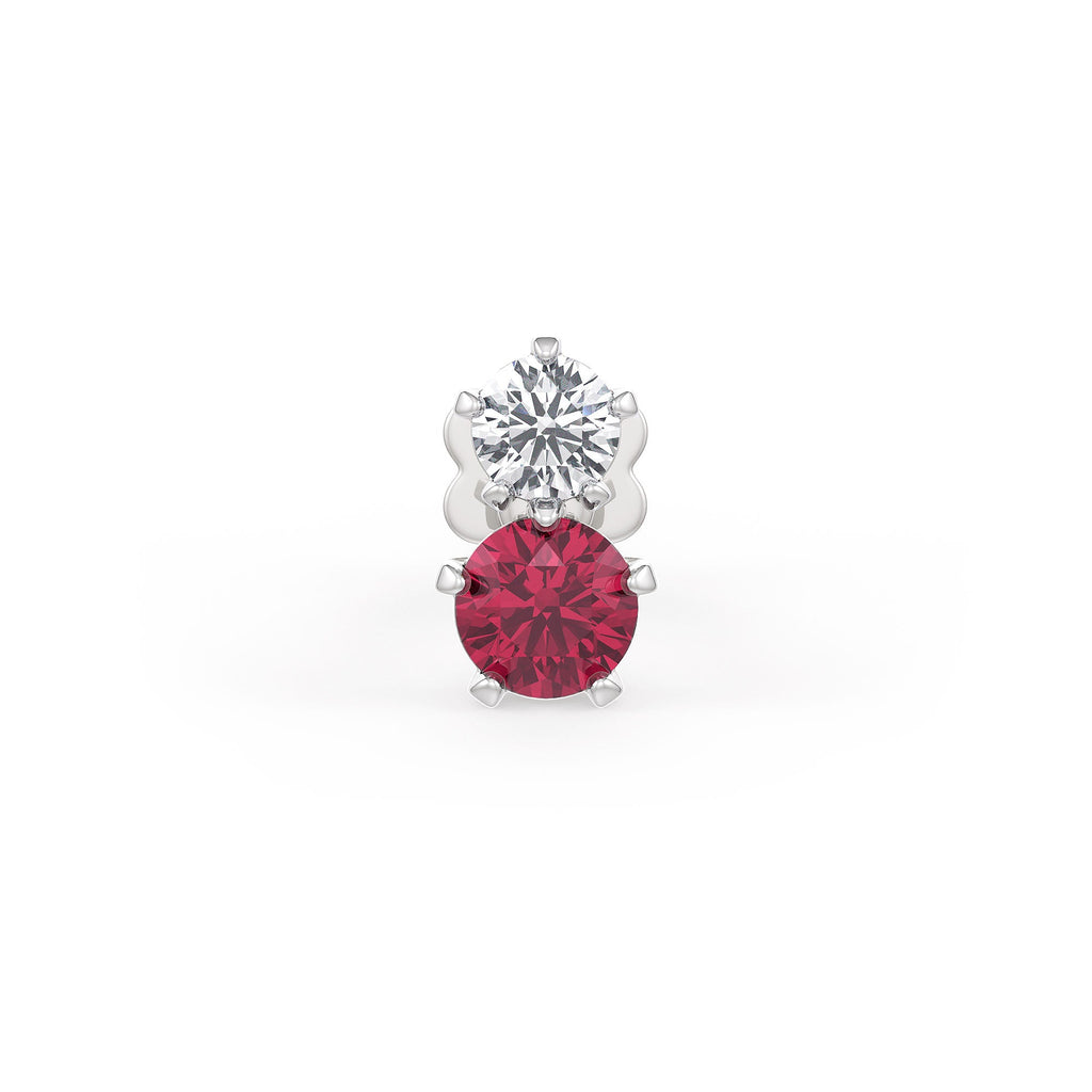 Toi et Moi ruby and diamond nasal stud in 18K white gold