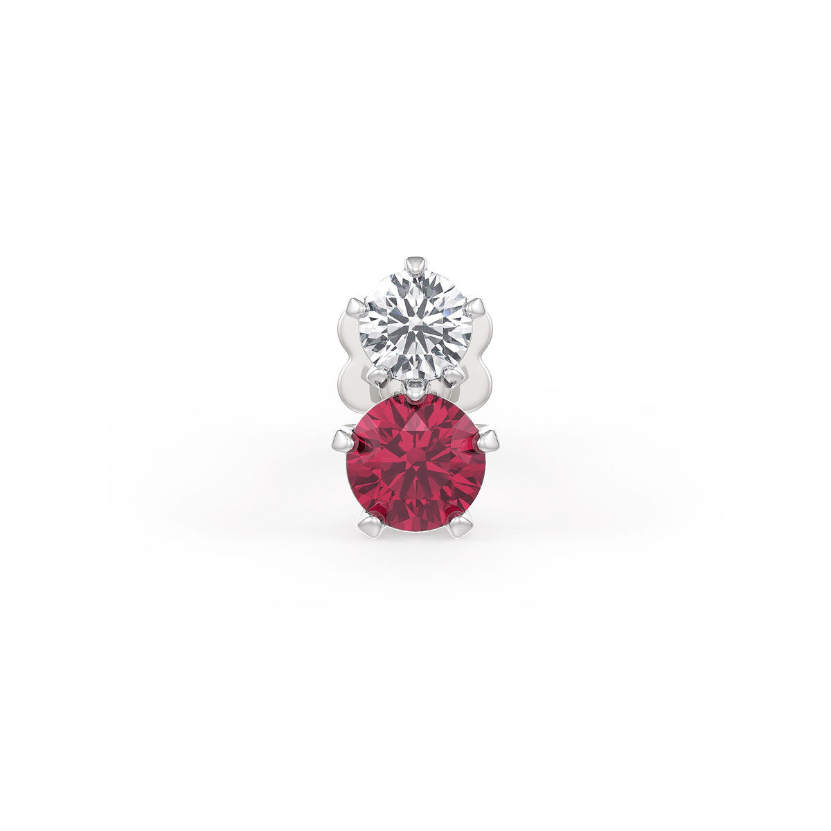 Toi et Moi ruby and diamond nasal stud in 18K white gold