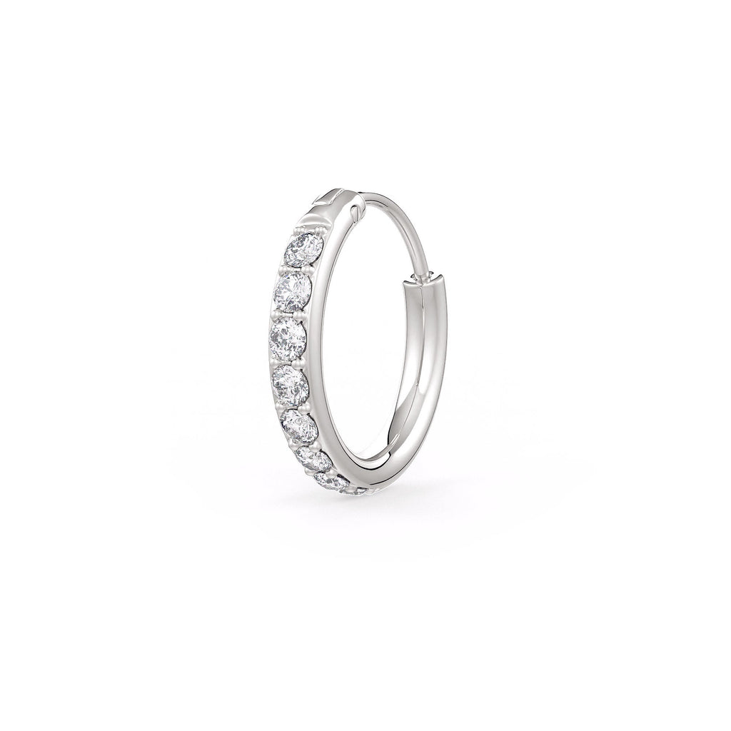 Skinny diamond hoop nose ring in 18ct white gold